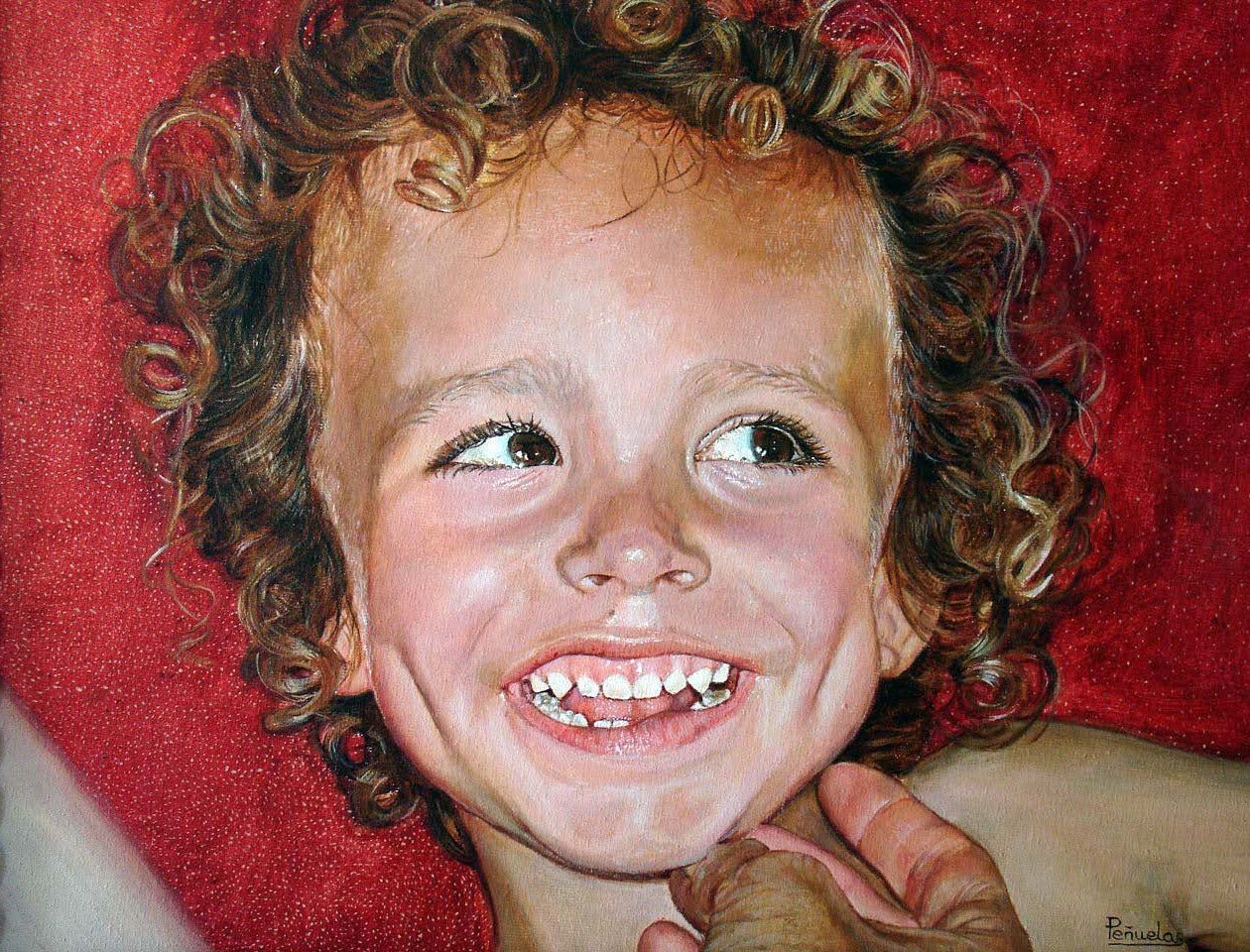 pintura realista retrato niño