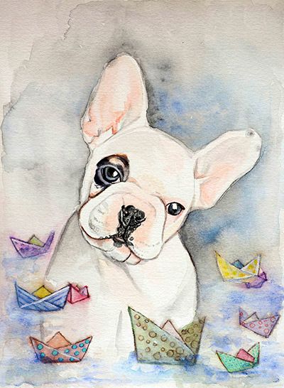 ilustración infantil perro buldog