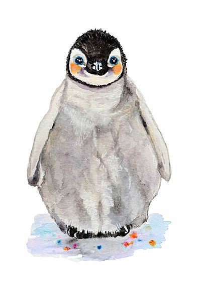 ilustración infantil pingüino dulce