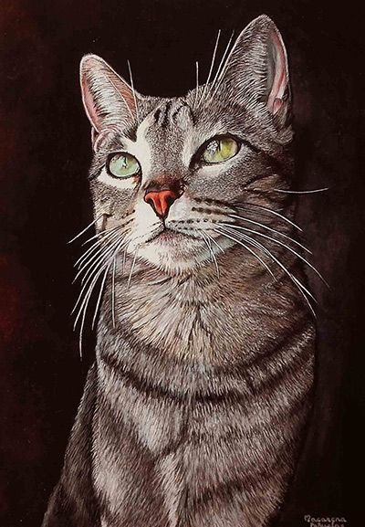 pintura hiperrealista retrato gato