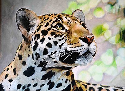 pintura realista retrato leopardo