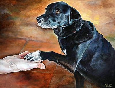 pintura realista retrato perro mascota