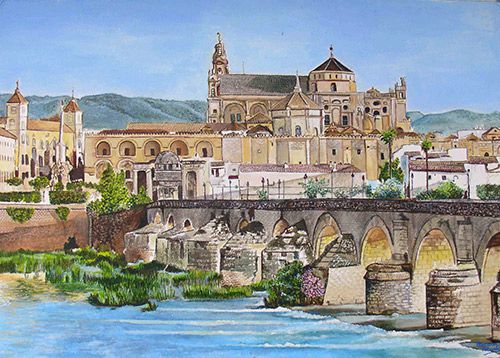 pintura paisaje Mezquita Córdoba