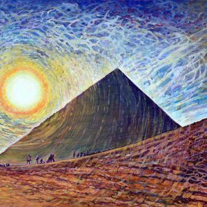 pintura paisaje pirámide Egipto sol óleo acrílico