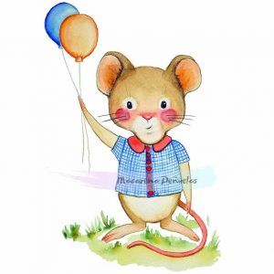 ratón globos - ilustración