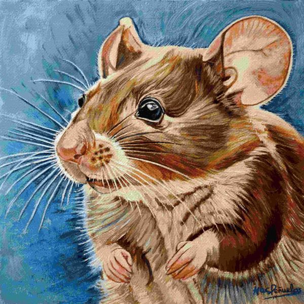 Pintura de pequeño formato de ratón. Retratos personalizados de animales.